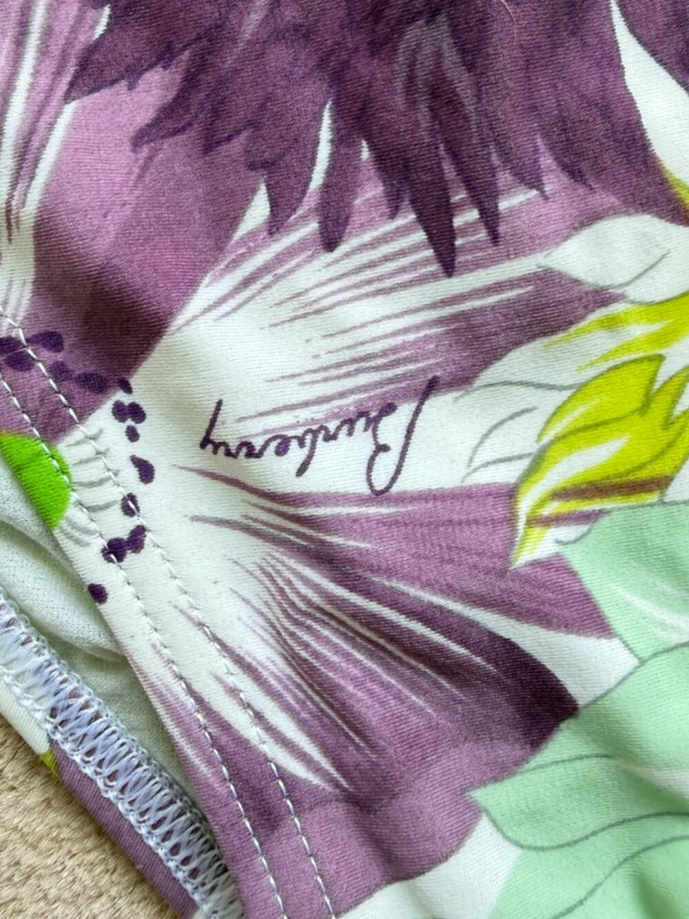 Burberry String Bikini Lime Green and Purple Floral Print Women's Medium - Picture 8 of 13